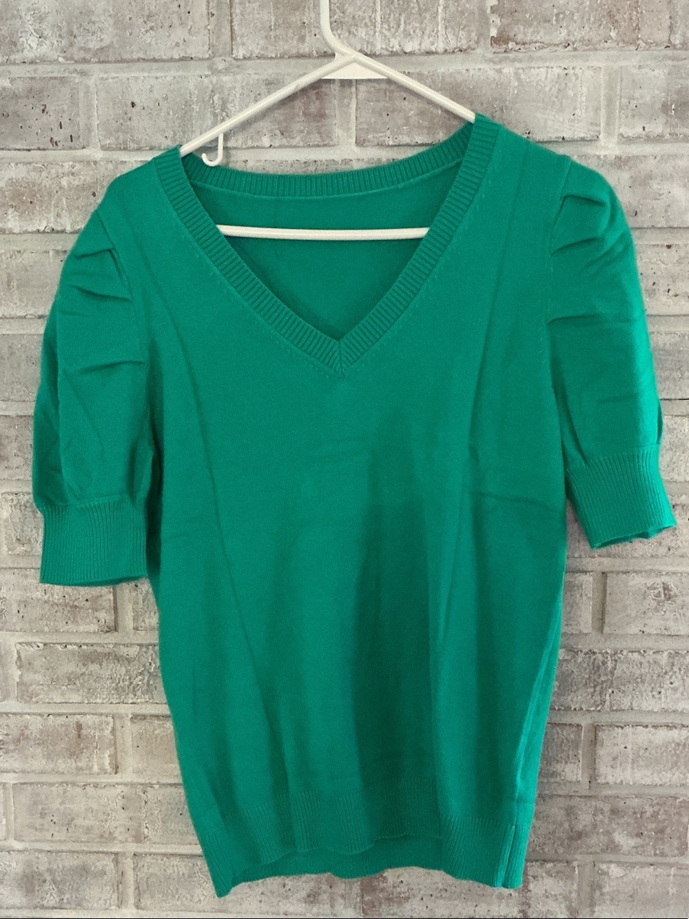 Women’s NWOT V-Neck Short Sleeve Sweater - Green